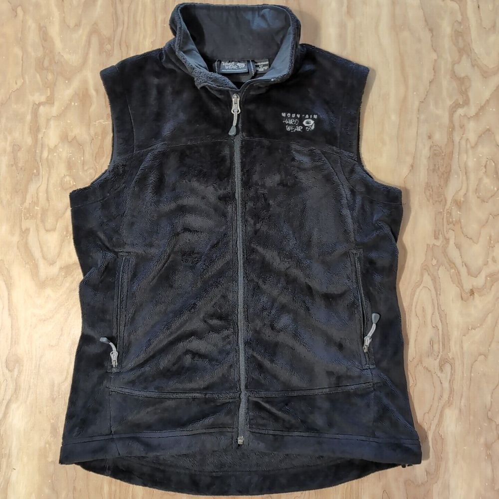 Mountain Hardwear Womens S/P Front Full Zip Polyester Vest Black Zip Pockets